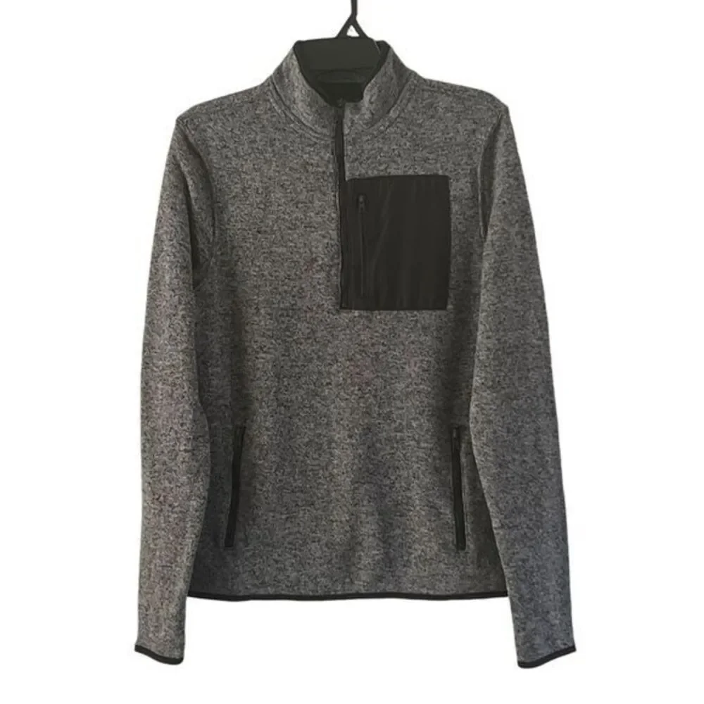 Aeropostale Men's Gray Heather Quarter-Zip Fleece Pullover Sweater S/P‎